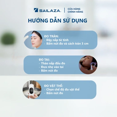 Nhiệt kế điện tử hồng ngoại 3 trong 1 Sailaza AOJ20F cao cấp, bảo hành 24 tháng, giá 609.000₫ 9