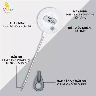 Nhiệt kế Moaz Bebe MB-020 đo sữa, nước tắm, đồ ăn dặm - Bảo hành 12 tháng, giá chỉ 240.000₫