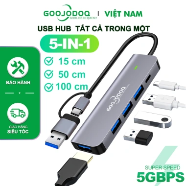 Nhiều Hub USB 3.0 Type-C GOOJODOQ: HDMI, PD sạc, âm thanh, VGA, RJ45 - Giá 108.999₫