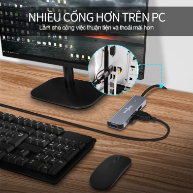 Nhiều Hub USB 3.0 Type-C GOOJODOQ: HDMI, PD sạc, âm thanh, VGA, RJ45 - Giá 108.999₫