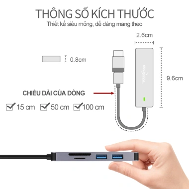 Nhiều Hub USB 3.0 Type-C GOOJODOQ: HDMI, PD sạc, âm thanh, VGA, RJ45 - Giá 108.999₫