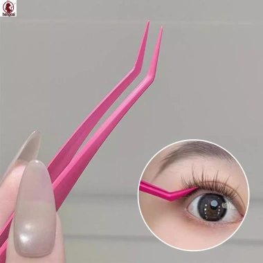 Nhíp chống dính mở rộng lông mi thép không gỉ - Đầu kẹp kim loại, lông vũ vàng, chỉ 49.390₫