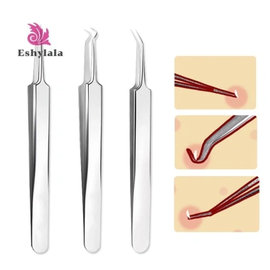 Nhíp kim loại bỏ mụn đầu đen - Dụng cụ chăm sóc da mặt cong nhọn giảm giá 40.700 VND