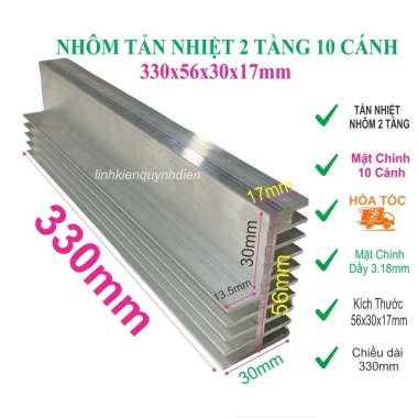 Nhôm tản nhiệt 2 tầng 10 cánh 330x56x30mm - QUỲNH DIỄN, giảm giá 18% 9