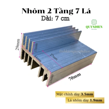 Nhôm tản nhiệt 2 tầng 7 cánh 7cm 2 vế 70x44x29mm - Linh kiện điện tử Quỳnh Diễn
