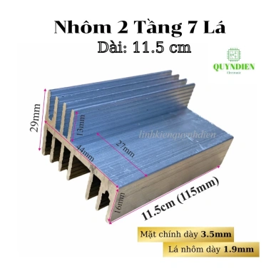 Nhôm tản nhiệt 2 tầng 7 cánh dài 11.5cm 115x44x29mm Linhkien điện tử Quỳnh Diễn giá ưu đãi 52.779 VND