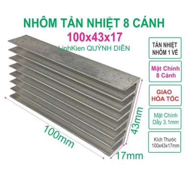 Nhôm tản nhiệt 8 cánh 100x43x17mm - Tản nhiệt nhanh, giá chỉ 30.159 VND Quỳnh Diễn