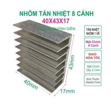 Nhôm Tản Nhiệt 8 Cánh 40x43x17mm Linh Kiện Điện Tử Quỳnh Diễn Giá Ưu Đãi