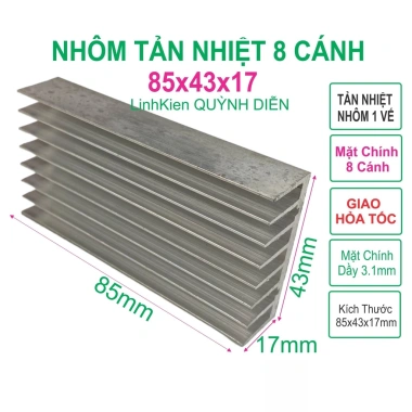 Nhôm tản nhiệt 85x43x17mm - Linh Kiện Điện Tử QUỲNH DIỄN, tản nhiệt nhanh, bền, giá ưu đãi 27.646₫