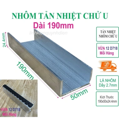 Nhôm tản nhiệt chữ U 190mm Giá chỉ 27.066₫ linhkienquynhdien giảm giá