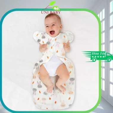 Nhộng chũn bé 100% cotton túi ngủ khóa 2 chiều dễ mở thay tã - 200.000 Uni Baby