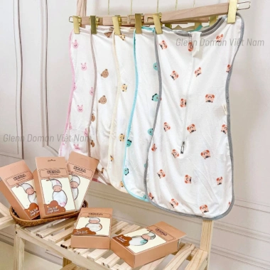 Nhộng Chũn Boona Cho Bé Sơ Sinh - Cotton Co Giãn 4 Chiều, Khóa Đôi Tiện Lợi