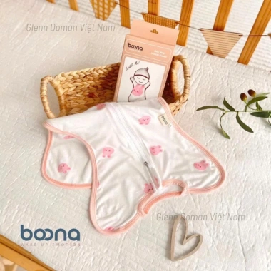 Nhộng Chũn Boona Cho Bé Sơ Sinh - Cotton Co Giãn 4 Chiều, Khóa Đôi Tiện Lợi