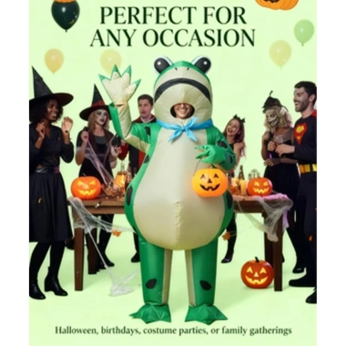 NIFINE Trang phục ếch cosplay bộ cha mẹ‑con, mặt ếch dễ thương, kèm máy bơm hơi – Giá ưu đãi 624.800₫