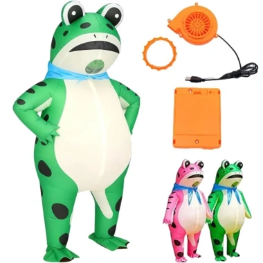NIFINE Trang phục ếch cosplay bộ cha mẹ‑con, mặt ếch dễ thương, kèm máy bơm hơi – Giá ưu đãi 624.800₫
