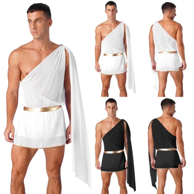 Nikiikoo Halloween Toga Cosplay Áo Liền Quần Vai Đơn Quần Short Khe Váy Body Lễ Hội