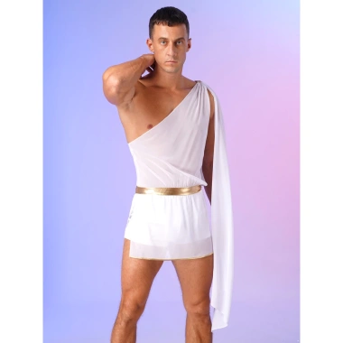 Nikiikoo Halloween Toga Cosplay Áo Liền Quần Vai Đơn Quần Short Khe Váy Body Lễ Hội