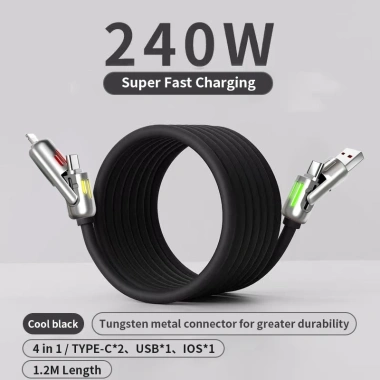 NIUMO Dây Cáp Sạc Nhanh 4 trong 1 240W - Bộ Sạc Đồng Bộ Type-C, Giá 50.000 VND