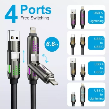 NIUMO Dây Cáp Sạc Nhanh 4 trong 1 240W - Bộ Sạc Đồng Bộ Type-C, Giá 50.000 VND