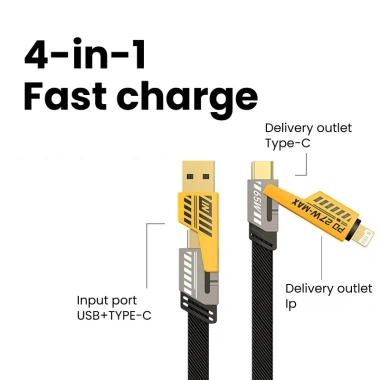 NIUMO Dây Cáp Sạc Nhanh 4 trong 1 65W cho Android USB-C Đa Cổng Giá chỉ 35.000đ 9