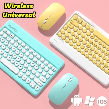 NIXXOS Bộ Bàn Phím Nút Tròn + Chuột Bluetooth Không Dây iOS Android PC Giá 151.800₫