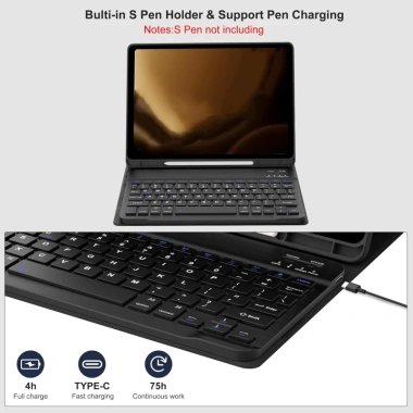 Nixxos Ốp Da Samsung Galaxy Tab + Bàn Phím Bluetooth, Khe Bút, Chuột – Tương Thích S9FE‑S6 – Giá 248.000₫