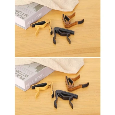 NLINNI Guitar Capo kim nhôm, hạt gỗ hồng, đệm cao su, Pick Holder cho guitar & ukulele