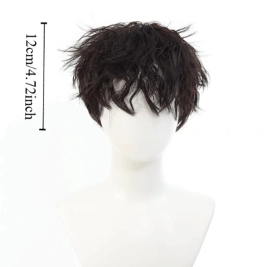 NLINNI Tóc Giả Lớp Xoăn Ngắn Nâu Nam - Thực Tự Nhiên, Lông Tơ, Cosplay Halloween, 280.800₫ 2