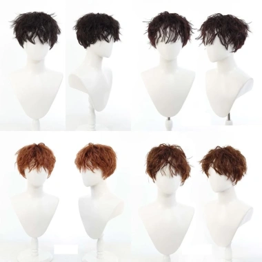 NLINNI Tóc Giả Lớp Xoăn Ngắn Nâu Nam - Thực Tự Nhiên, Lông Tơ, Cosplay Halloween, 280.800₫ 3