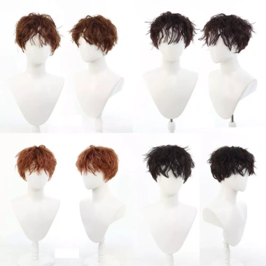 NLINNI Tóc Giả Lớp Xoăn Ngắn Nâu Nam - Thực Tự Nhiên, Lông Tơ, Cosplay Halloween, 280.800₫ 9