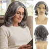 NLINNI Tóc Giả Xám Bob Xoăn Ngắn Sóng Thực Tế Nhiệt Độ Cao Thoáng Khí Cosplay
