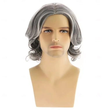 NLINNI Tóc Giả Xám Bob Xoăn Ngắn Sóng Thực Tế Nhiệt Độ Cao Thoáng Khí Cosplay 5 NLINNI Tóc Giả Xám Bob Xoăn Ngắn Sóng Thực Tế Nhiệt Độ Cao Thoáng Khí Cosplay 5