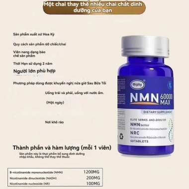 NMN60.000 Chính Hãng Mỹ 60 viên - Bổ NAD+ tăng đàn hồi da, chống lão hóa, giá 119k