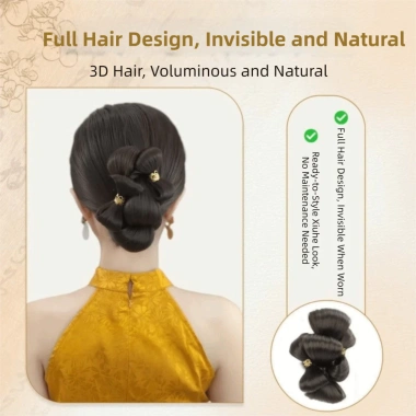 Nơ Bun Head Tóc Giả Ngọt Ngào Thanh Lịch Hanfu Xám Dùng Hàng Ngày Giá 99.360đ