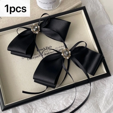 Nơ Đen Streamer Mùa Xuân - Kẹp Tóc Thời Trang Sang Trọng, Giá 38.936 VND