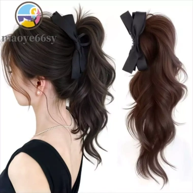 Nơ Đuôi Ngựa Xoăn Gợn Sóng - Kẹp Móng Vuốt Dài Phong Cách Hàn Quốc, Mở Rộng Tóc Giả cho Tóc Nữ - 101.520 VND