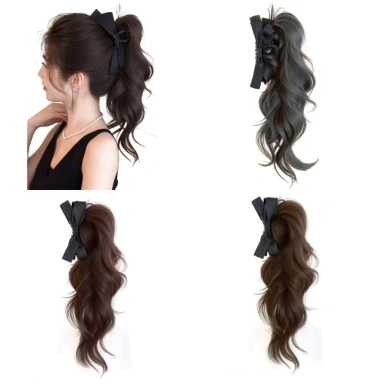 Nơ Đuôi Ngựa Xoăn Gợn Sóng - Kẹp Móng Vuốt Dài Phong Cách Hàn Quốc, Mở Rộng Tóc Giả cho Tóc Nữ - 101.520 VND