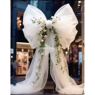 Nơ khổng lồ voan hoa trang trí siêu xinh, giá ưu đãi 450.000 cho đám cưới và sự kiện 7