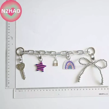 Nơ Ngôi Sao Acrylic Cầu Vồng - Móc Khóa Túi Dễ Thương, Trang Trí Ba Lô, Dây Chuyền 7