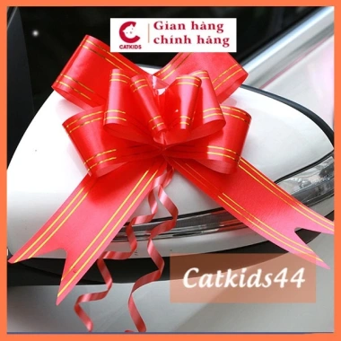 Nơ rút bản to đỏ sọc vàng 4.5cm - Trang trí giỏ quà Tết, giá ưu đãi 9.200đ