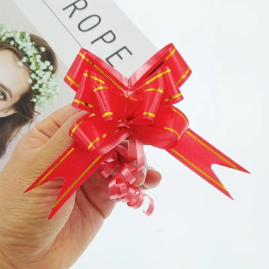 Nơ rút bản to đỏ sọc vàng 4.5cm - Trang trí giỏ quà Tết, giá ưu đãi 9.200đ 5