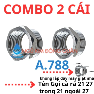 Nối 2 Đầu Ren 21 Răng & 27mm Inox Không Gỉ - Ren 1/2 21mm, 3/4 27mm, Cà Rá không lấy - 13,910 2 Nối 2 Đầu Ren 21 Răng & 27mm Inox Không Gỉ - Ren 1/2 21mm, 3/4 27mm, Cà Rá không lấy - 13,910 2