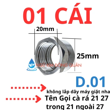 Nối 2 Đầu Ren 21 Răng & 27mm Inox Không Gỉ - Ren 1/2 21mm, 3/4 27mm, Cà Rá không lấy - 13,910 6 Nối 2 Đầu Ren 21 Răng & 27mm Inox Không Gỉ - Ren 1/2 21mm, 3/4 27mm, Cà Rá không lấy - 13,910 6