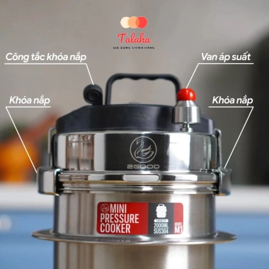 Nồi áp suất 2Good inox 304 2L đa năng dùng mọi bếp BH 12T chính hãng Giá 990.000đ
