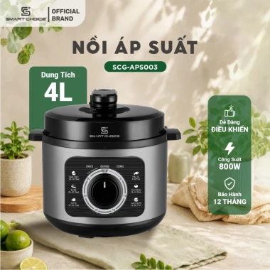 Nồi Áp Suất 4L SMARTCHOICE SCG-APS003 800W Núm Vặn Cơ, Điều Chỉnh Thời Gian, Nấu Nhanh Chống Dính, Giá Ưu Đãi 1.365.000₫