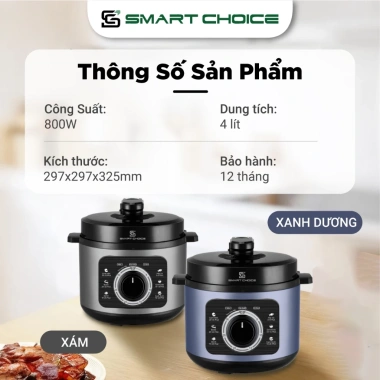Nồi Áp Suất 4L SMARTCHOICE SCG-APS003 800W Núm Vặn Cơ, Điều Chỉnh Thời Gian, Nấu Nhanh Chống Dính, Giá Ưu Đãi 1.365.000₫