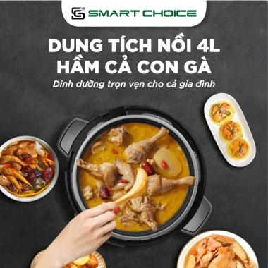 Nồi Áp Suất 4L SMARTCHOICE SCG-APS003 800W Núm Vặn Cơ, Điều Chỉnh Thời Gian, Nấu Nhanh Chống Dính, Giá Ưu Đãi 1.365.000₫