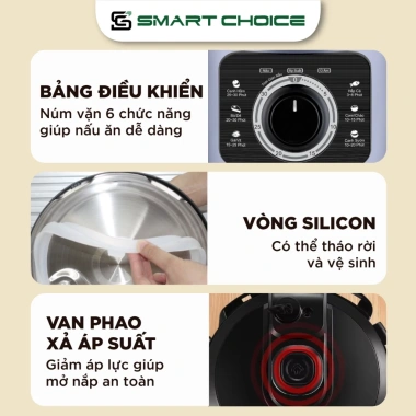 Nồi Áp Suất 4L SMARTCHOICE SCG-APS003 800W Núm Vặn Cơ, Điều Chỉnh Thời Gian, Nấu Nhanh Chống Dính, Giá Ưu Đãi 1.365.000₫