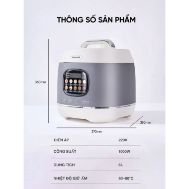 Nồi Áp Suất Beemi 1.000W Công Nghệ Cao Đa Năng 10 Chế Độ Bảo Hành 1 Năm Giá Ưu Đãi 1.010.000₫