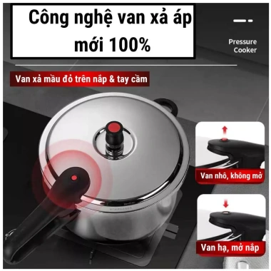 Nồi áp suất bếp gas inox 304 Supor 5L - 12 tháng bảo hành, đa dung tích 3-9L, giá ưu đãi 1.219.000 VND 6
